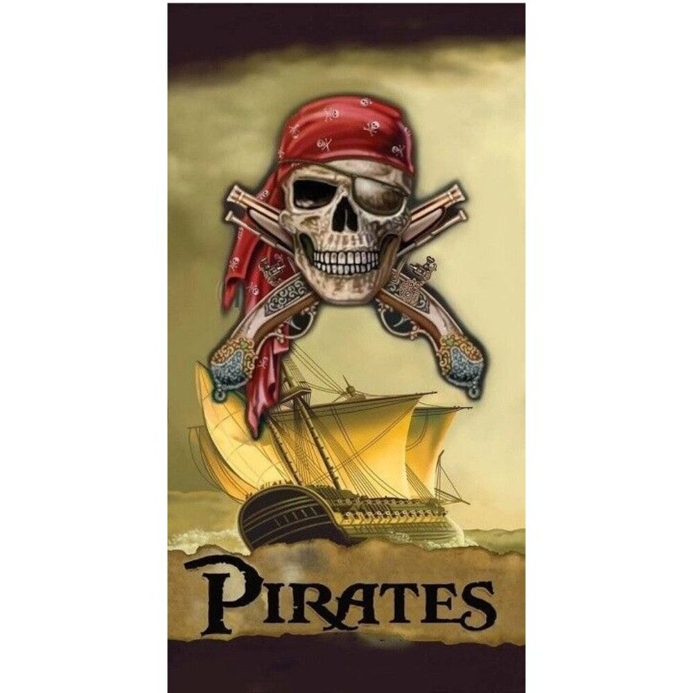 New Pirate Ship Skull Bath Beach Pool Towel GIFT Jolly Roger Guns Pirates Cotton